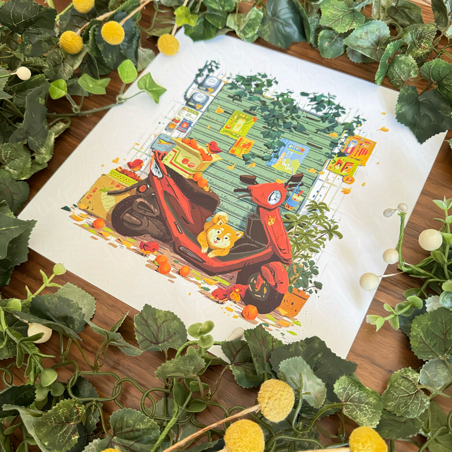 Scooter Shiba Art Print