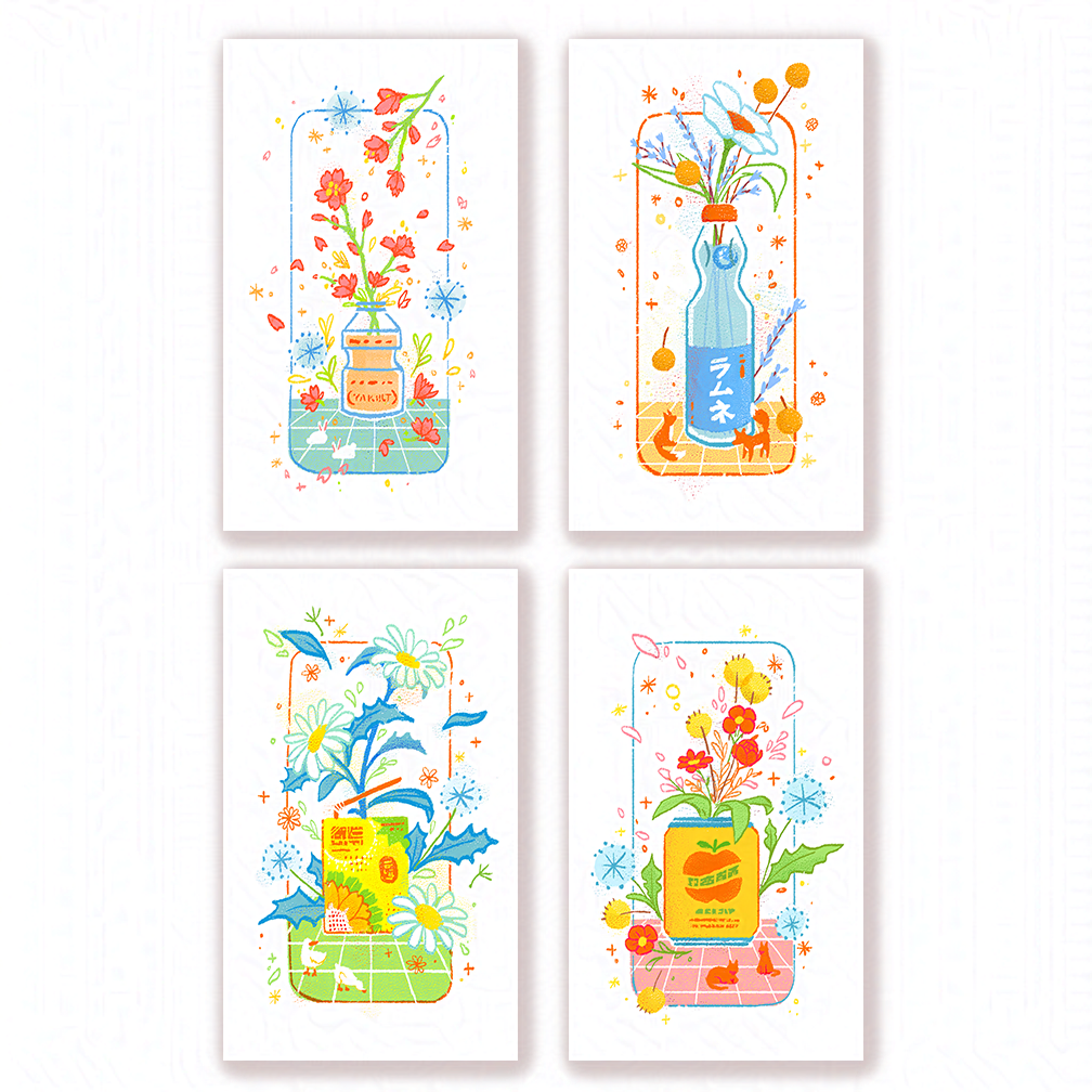 Nostalgic Drink Art Print Set
