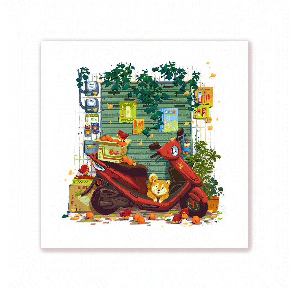 Scooter Shiba Art Print