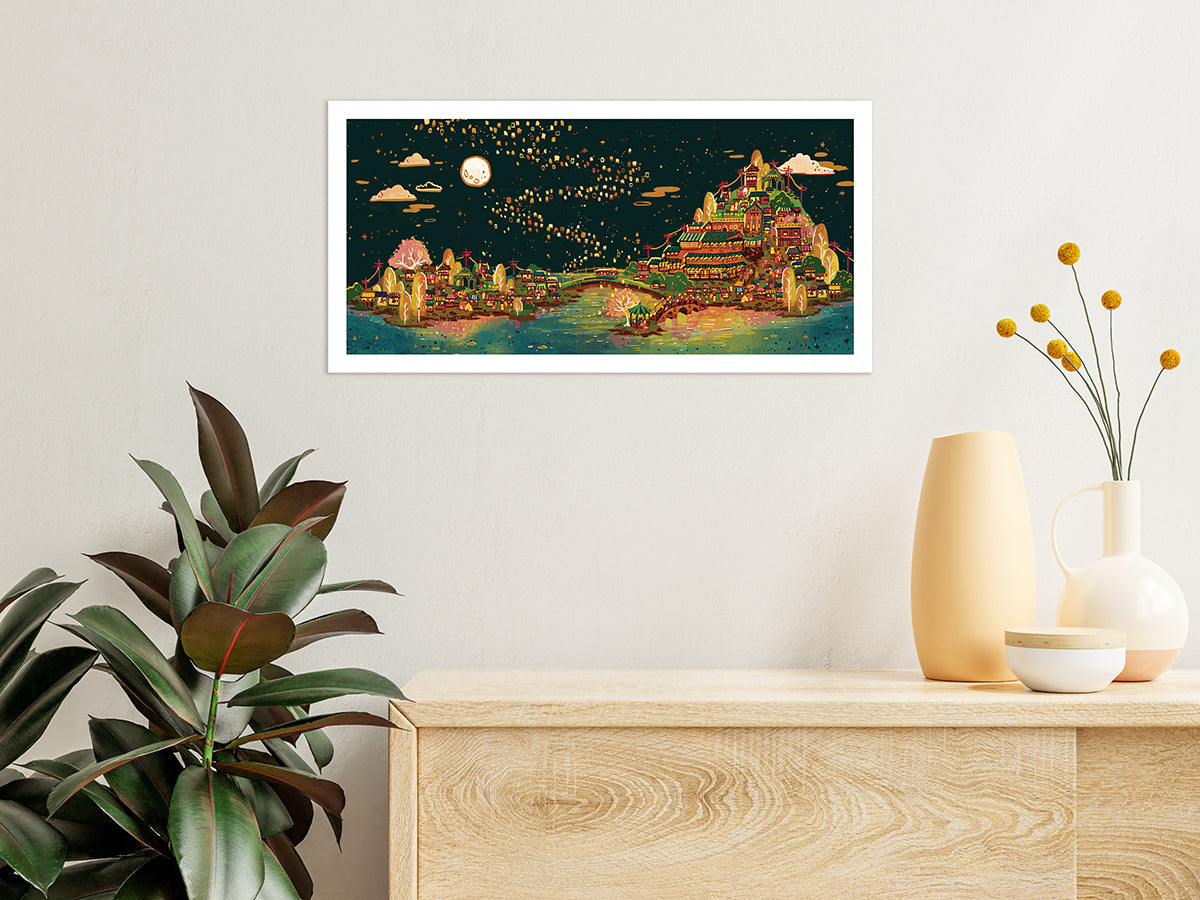 Twilight Teahouse Holo Foil Art Print