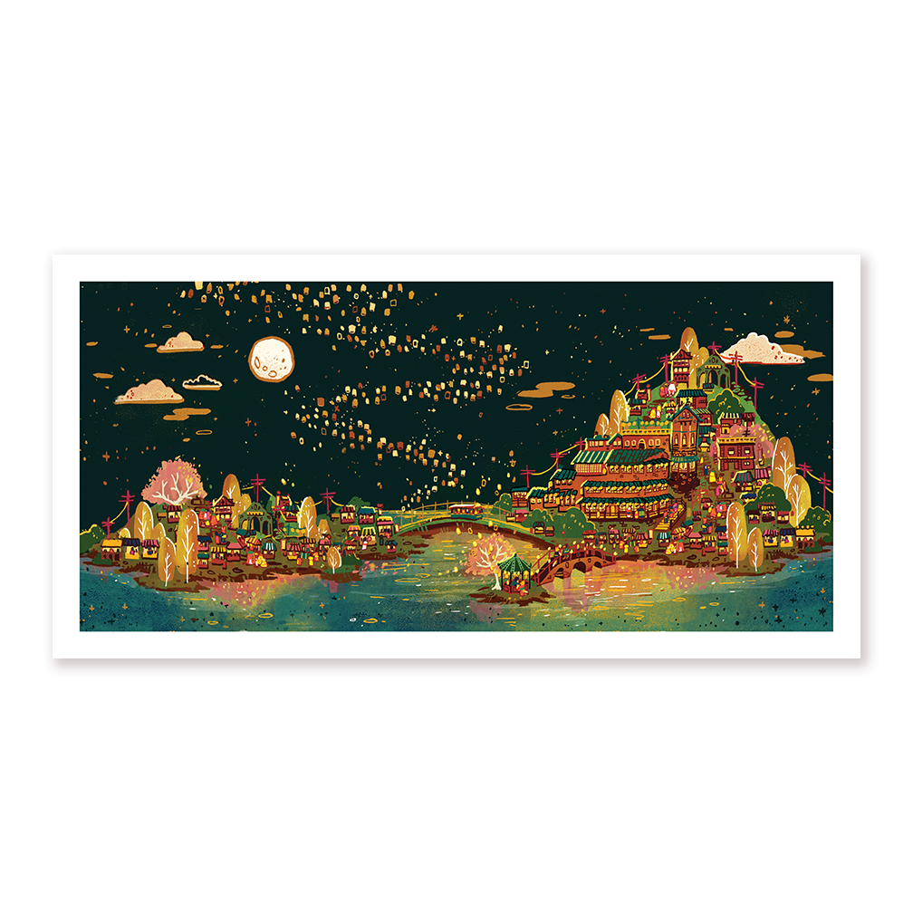 Twilight Teahouse Holo Foil Art Print