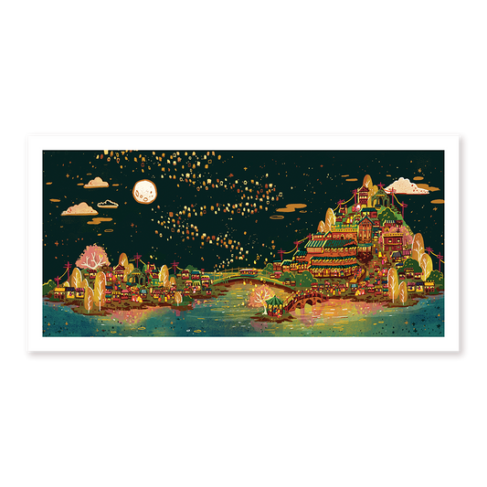 Twilight Teahouse Holo Foil Art Print